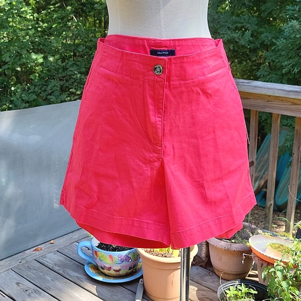 Ladies Nautica shorts, coral, front pickets, sz 12, NWT